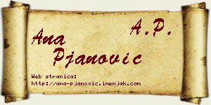 Ana Pjanović vizit kartica